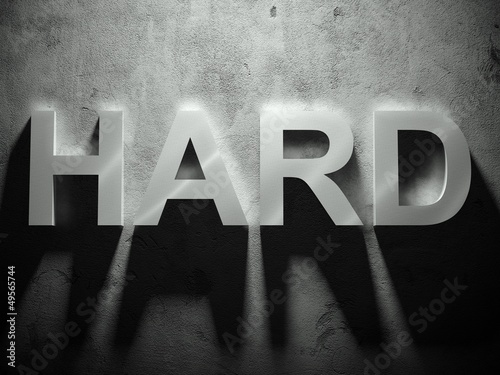 Illustration: Hard text with shadow, word Hard text with shadow, word