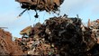 crane grabber working with recycling metal scrap