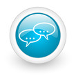 forum blue circle glossy web icon on white background