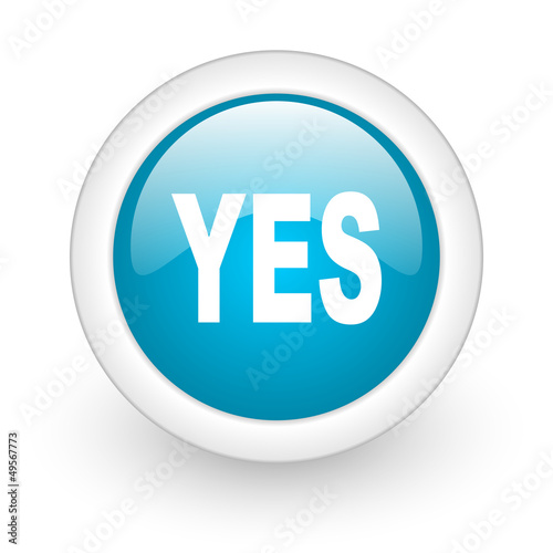 Illustration: yes blue circle glossy web icon on white background yes blue circle glossy web icon on white background