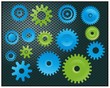 Zahnräder, Bewegung, Mechanik, Symbole, Zeichen