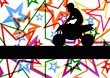 All terrain vehicle quad motorbike rider illustration colorful s