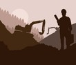 Construction site and engineer vector background