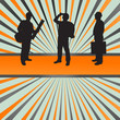 Engineer in helmets vector background