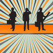 Engineer in helmets vector background