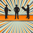 Engineer in helmets vector background