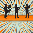 Engineer in helmets vector background
