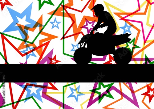 Vector: All terrain vehicle quad motorbike rider illustration colorful s All terrain vehicle quad motorbike rider illustration colorful s