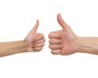 Hands holding his thumb up