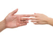 The hand of the man's and woman's hand touch tenderly