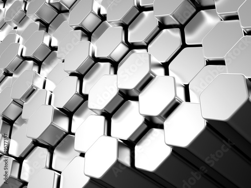 Illustration: Shiny hexagon metal bars background Shiny hexagon metal bars background