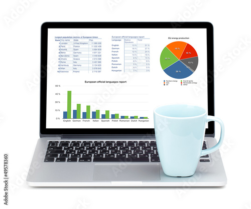 Photo: Tea cup on laptop Tea cup on laptop