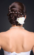closeup of brunette bride hairstyle in studio