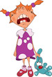 Crybaby. The girl and toy rabbit
