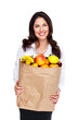 Foto: Young woman with a grocery bag. Young woman with a grocery bag.