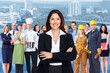 Business woman and group of workers people.