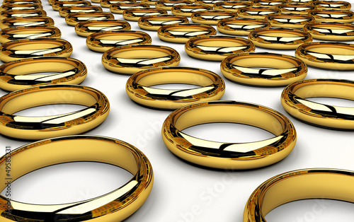 Illustration: Pila di fedi anelli d'oro matrimoniali Pila di fedi anelli d'oro matrimoniali