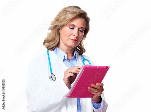 Photo: Medical doctor woman with tablet computer. Medical doctor woman with tablet computer.