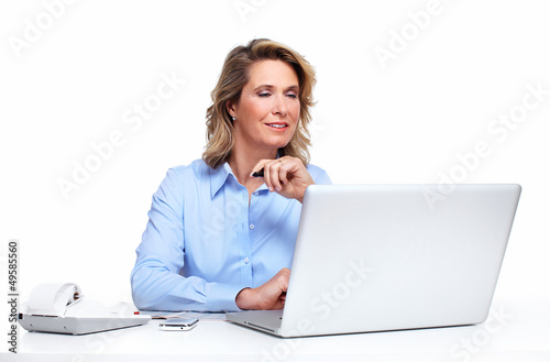 Photo: Business woman with a laptop computer. Business woman with a laptop computer.
