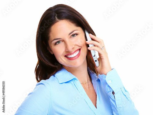 Photo: Woman with a cell phone. Woman with a cell phone.