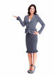 Business woman showing a copyspace.