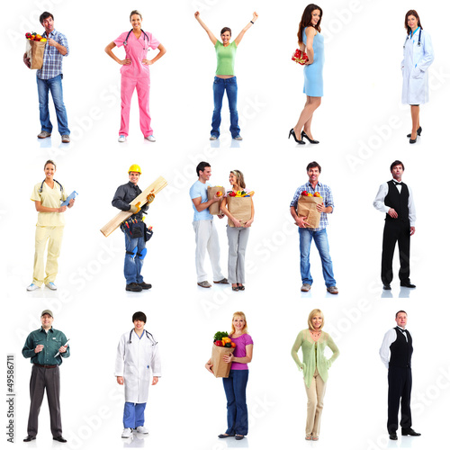 Photo: Group of workers people set. Group of workers people set.