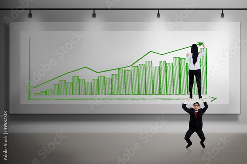 Photo: Business teamwork help push profit Business teamwork help push profit