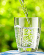 Glass of water on nature background