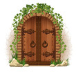 Wooden door with ivy