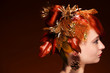 Beauty portrait of red Hair female with luxurious Hair Style mak