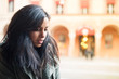 Intimate woman portrait outdoors.
