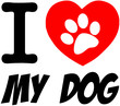 Vector: I Love My Dog Text With Red Heart And Paw Print I Love My Dog Text With Red Heart And Paw Print