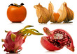 fruit set over white background