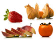 fruit set over white background