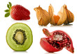 fruit set over white background