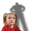 Little Girl and Scary Shadow on White