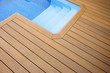 BLUE SWIMMING POOL WITH WOOD FLOORING-PISCINA MADERA