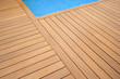 BLUE SWIMMING POOL WITH WOOD FLOORING-PISCINA MADERA