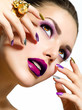 Fashion Beauty. Manicure and Make-up.  Nail Art