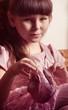 Beautiful little girl in pink dress in vintage style