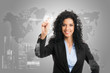 Businesswoman touching a digital control panel