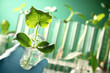 Hand holding a test tube with plant
