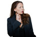 Photo: Portrait of beautiful distraught Asian woman looking away Portrait of beautiful distraught Asian woman looking away