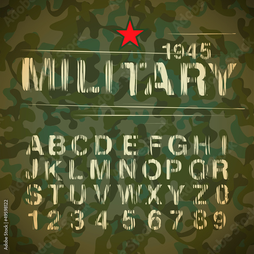 Vector: Military Vintage Alphabet, vector Eps10 illustration. Military Vintage Alphabet, vector Eps10 illustration.