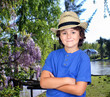 Funny child with straw hat
