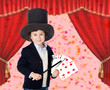 Young magician doing a card trick