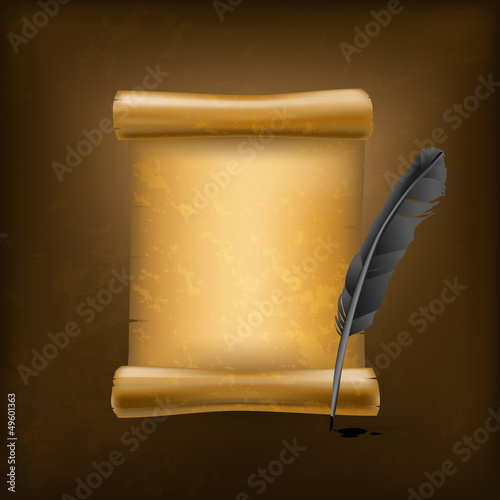 Vector: black feather and old scroll black feather and old scroll