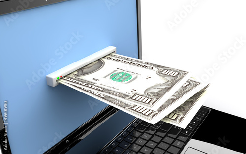 Illustration: Laptop with money Laptop with money