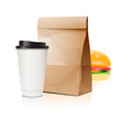 Pack set with cup and package, vector Eps10 illustration.