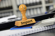 Stempel mit Hand und Schriftzug Import